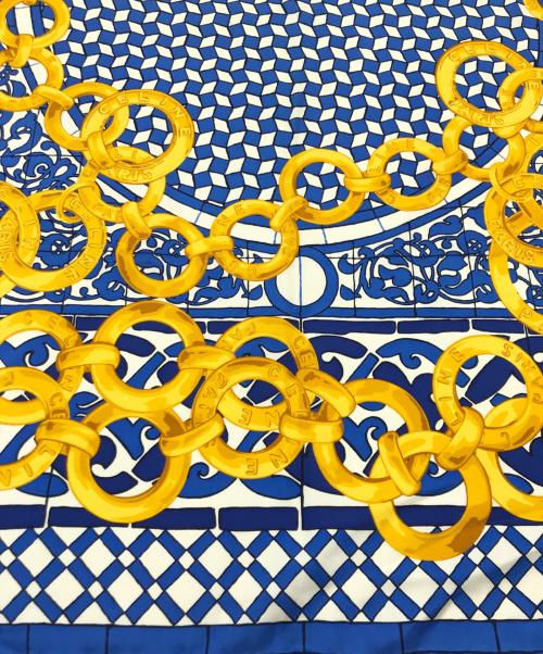 CELINE（セリーヌ）CELINE (セリーヌ) シルクスカーフ ブルーの古着・服飾アイテム