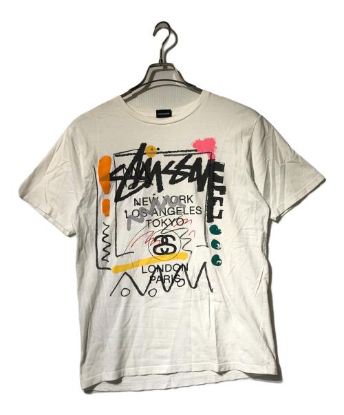 stussy（ステューシー）stussy (ステューシー) ワールドツアープリントTシャツ ホワイト サイズ:Ｍの古着・服飾アイテム