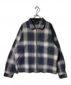 stussyステューシー）の古着「Jack Shadow Plaid Zip Shirt」｜ブルー