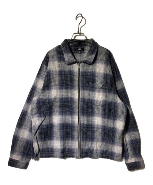 stussy（ステューシー）stussy (ステューシー) Jack Shadow Plaid Zip Shirt ブルー サイズ:Lの古着・服飾アイテム