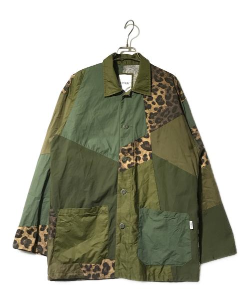 rebear by johnbull（リベアバイジョンブル）rebear by johnbull (リベアバイジョンブル) PATCHWORK LEOPARD COVERALL（パッチワーク　レオパード　カバオール） カーキ サイズ:Lの古着・服飾アイテム