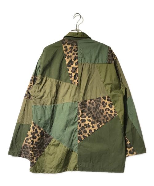 rebear by johnbull（リベアバイジョンブル）rebear by johnbull (リベアバイジョンブル) PATCHWORK LEOPARD COVERALL（パッチワーク　レオパード　カバオール） カーキ サイズ:Lの古着・服飾アイテム