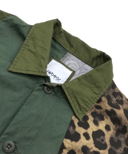 rebear by johnbull（リベアバイジョンブル）rebear by johnbull (リベアバイジョンブル) PATCHWORK LEOPARD COVERALL（パッチワーク　レオパード　カバオール） カーキ サイズ:Lの古着・服飾アイテム