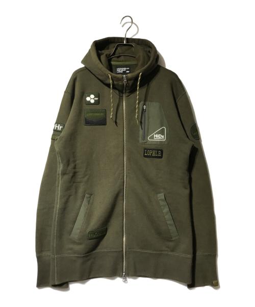 LOOPWHEELER（ループウィラー）LOOPWHEELER (ループウィラー) ワッペンジップアップフーディ カーキ サイズ:Lの古着・服飾アイテム