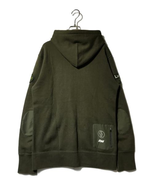 LOOPWHEELER（ループウィラー）LOOPWHEELER (ループウィラー) ワッペンジップアップフーディ カーキ サイズ:Lの古着・服飾アイテム