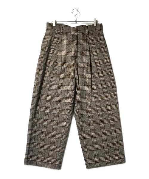 Traditional Weatherwear（トラディショナルウェザーウェア）Traditional Weatherwear (トラディショナルウェザーウェア) チェックウールパンツ ブラウン サイズ:Mの古着・服飾アイテム