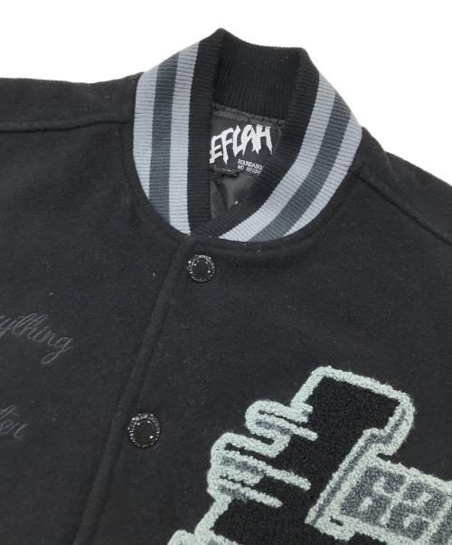 LEFLAH（レフラー）LEFLAH (レフラー) レザー切替スタジャン ブラック サイズ:Lの古着・服飾アイテム