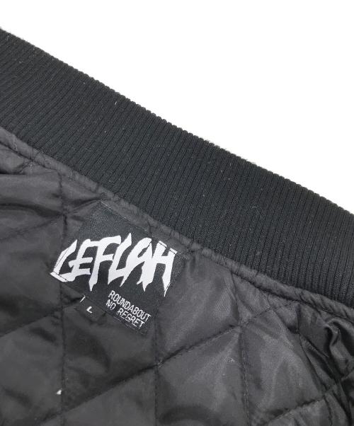 LEFLAH（レフラー）LEFLAH (レフラー) レザー切替スタジャン ブラック サイズ:Lの古着・服飾アイテム