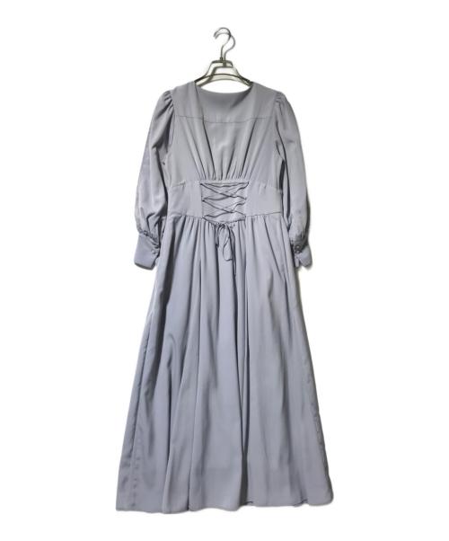 HER LIP TO（ハーリップトゥ）HER LIP TO (ハーリップトゥ) Lace Sleeve Crepe Long Dress ネイビー サイズ:Mの古着・服飾アイテム