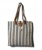 Rugby Ralph Laurenラグビーラルフローレン）の古着「キャンバスストライプトートバッグ」｜ベージュ