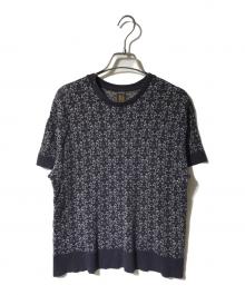 BATONER（バトナ―）の古着「総柄ハーフスリーブニット」｜パープル