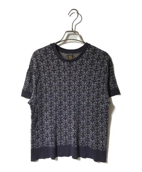 BATONER（バトナ―）BATONER (バトナ―) 総柄ハーフスリーブニット パープル サイズ:2の古着・服飾アイテム