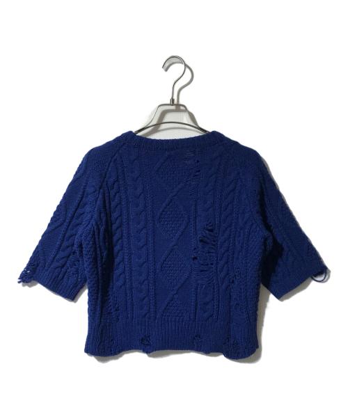 MIHARA YASUHIRO（ミハラヤスヒロ）MIHARA YASUHIRO (ミハラヤスヒロ) ダメージ加工半袖ニット ブルー サイズ:38の古着・服飾アイテム
