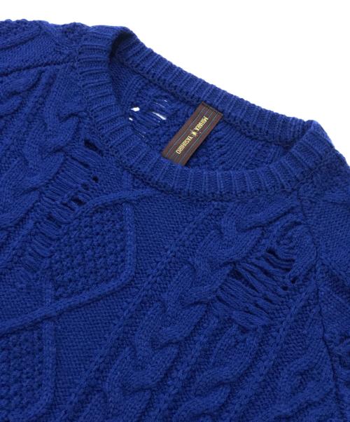 MIHARA YASUHIRO（ミハラヤスヒロ）MIHARA YASUHIRO (ミハラヤスヒロ) ダメージ加工半袖ニット ブルー サイズ:38の古着・服飾アイテム