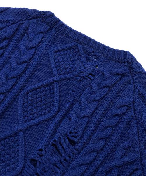 MIHARA YASUHIRO（ミハラヤスヒロ）MIHARA YASUHIRO (ミハラヤスヒロ) ダメージ加工半袖ニット ブルー サイズ:38の古着・服飾アイテム