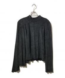 JOHN LAWRENCE SULLIVAN（ジョン ローレンス サリバン）の古着「ベロアアシメトリーハイネックカットソー」｜ブラック