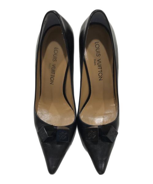 LOUIS VUITTON（ルイ ヴィトン）LOUIS VUITTON (ルイ ヴィトン) キューブレザーパンプス ブラック サイズ:37 1/2の古着・服飾アイテム