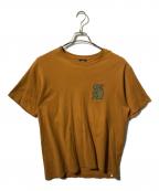 stussyステューシー）の古着「Sロゴ両面プリントTシャツ」｜ブラウン