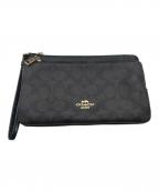 COACHコーチ）の古着「ダブル ジップ ウォレット・シグネチャー キャンバス」｜ブラウン