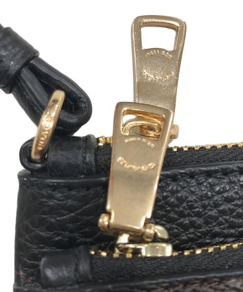 COACH（コーチ）COACH (コーチ) ダブル ジップ ウォレット・シグネチャー キャンバス ブラウンの古着・服飾アイテム