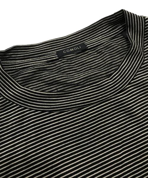 COMOLI（コモリ）COMOLI (コモリ) サマーウール長袖クルー ベージュ×ブラウン サイズ:4の古着・服飾アイテム