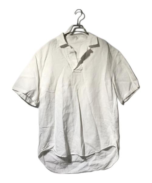 BOURRIENNE PARIS X（ブリエンヌ・パリ・ディス）BOURRIENNE PARIS X (ブリエンヌ・パリ・ディス) リネンスキッパーシャツ ホワイト サイズ:Lの古着・服飾アイテム