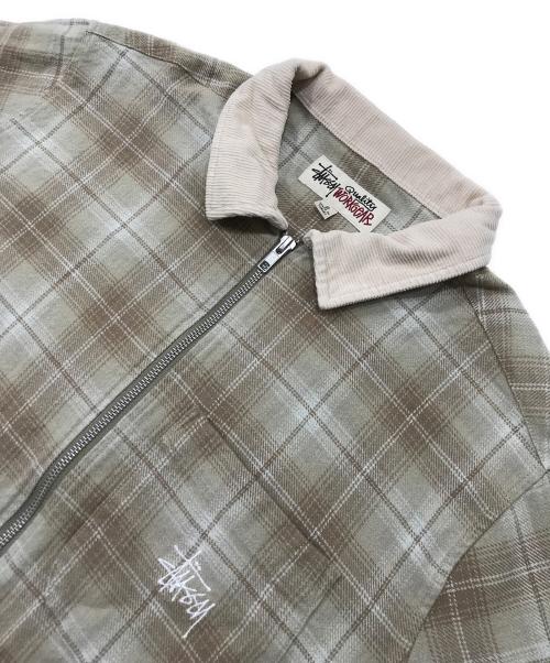 stussy（ステューシー）stussy (ステューシー) FRANK PLAID ZIP SHIRT/フランクプレイソジップシャツ ベージュ サイズ:Ｓの古着・服飾アイテム