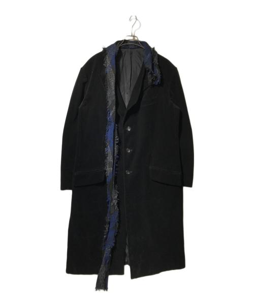 Yohji Yamamoto pour homme（ヨウジヤマモト プールオム）Yohji Yamamoto pour homme (ヨウジヤマモト プールオム) チェックストール付き ジャケット コート /PLAID STOLE JACKET ブラック サイズ:4の古着・服飾アイテム