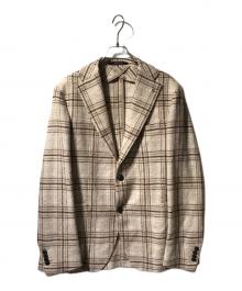 TAGLIATORE（タリアトーレ）の古着「ウールシルクフランネル 2Bシングルテーラードジャケット」｜ベージュ