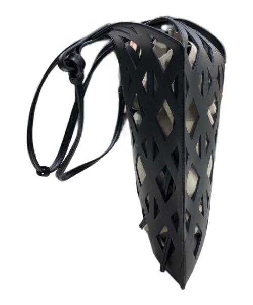 FEEL AND TASTE（フィールアンドテイスト）FEEL AND TASTE (フィールアンドテイスト) 2WAYミニバスケットバッグ ブラック×ベージュの古着・服飾アイテム