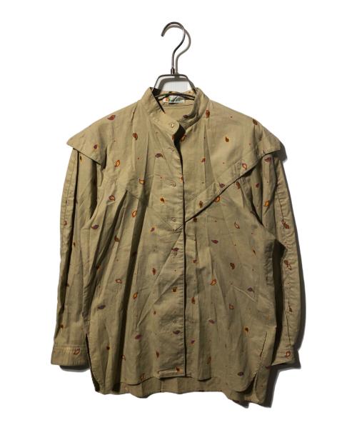 IS ISSEY SPORT（イッセイスポーツ）IS issey sport (イッセイスポーツ) 総柄スタンドカラーシャツ ベージュ サイズ:9の古着・服飾アイテム