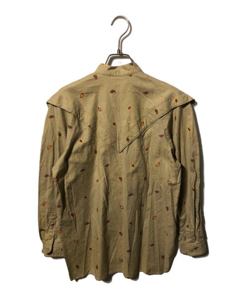 IS ISSEY SPORT（イッセイスポーツ）IS issey sport (イッセイスポーツ) 総柄スタンドカラーシャツ ベージュ サイズ:9の古着・服飾アイテム