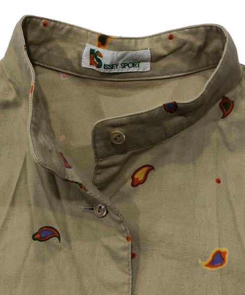 IS ISSEY SPORT（イッセイスポーツ）IS issey sport (イッセイスポーツ) 総柄スタンドカラーシャツ ベージュ サイズ:9の古着・服飾アイテム