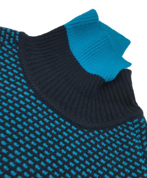 KOLOR（カラー）KOLOR (カラー) ハイネックニット ブラック×ブルー サイズ:5の古着・服飾アイテム