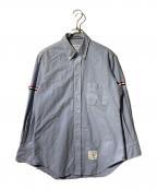 THOM BROWNE. NEW YORKトムブラウン ニューヨーク）の古着「University Stripe Oxford Grosgrain Armband Long Sleeve Shirt」｜ブルー