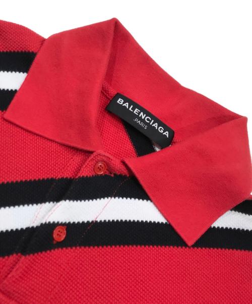 BALENCIAGA（バレンシアガ）BALENCIAGA (バレンシアガ) スパイラルニットポロシャツ レッド サイズ:Lの古着・服飾アイテム
