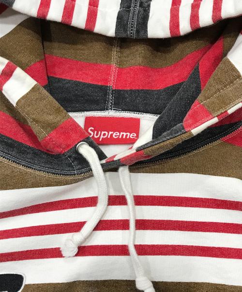 SUPREME（シュプリーム）SUPREME (シュプリーム) Striped Hooded Sweatshirt ブラウン×レッド サイズ:Sの古着・服飾アイテム