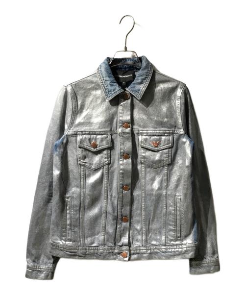 EMPORIO ARMANI（エンポリオ アルマーニ）EMPORIO ARMANI (エンポリオアルマーニ) シルバーペイントデニムジャケット インディゴ サイズ:38の古着・服飾アイテム
