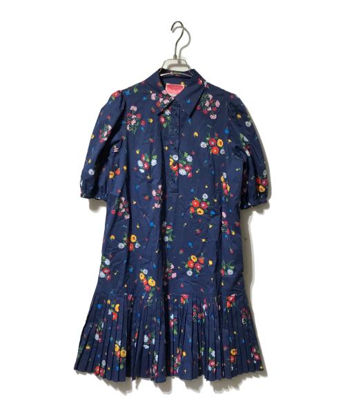 Kate Spade（ケイトスペード）Kate Spade (ケイトスペード) フローラルワンピース ネイビー サイズ:Sの古着・服飾アイテム