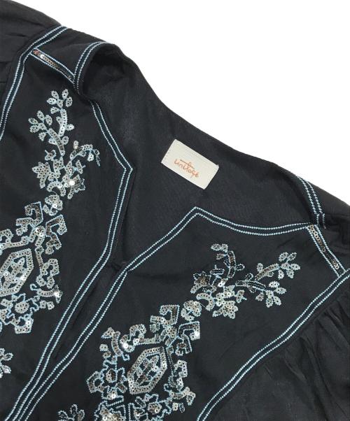 Unitage（ユニテージ）Unitage (ユニテージ) スパンコール刺繍ロングスリーブOP ブラック サイズ:Fの古着・服飾アイテム