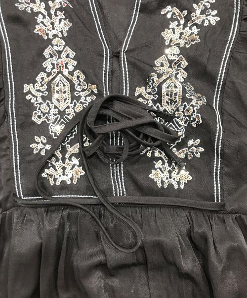 Unitage（ユニテージ）Unitage (ユニテージ) スパンコール刺繍ロングスリーブOP ブラック サイズ:Fの古着・服飾アイテム