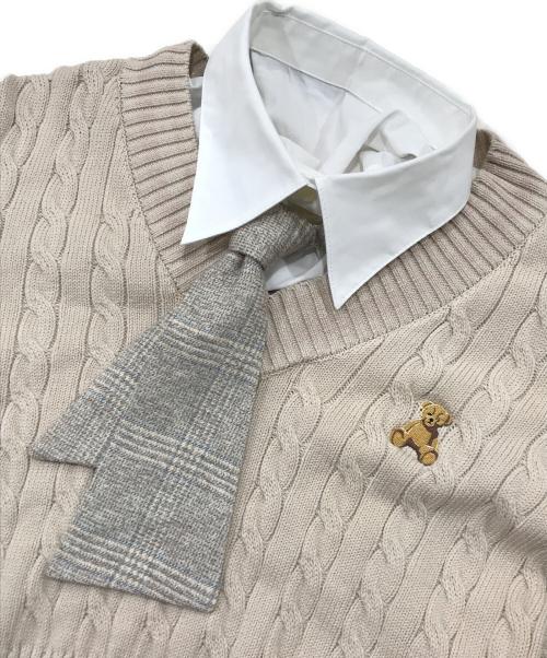 POLO BCS（ポロ・ビーシーエス）POLO BCS (ポロ・ビーシーエス) DazzliN (ダズリン) シャツドッキングケーブルニットトップス ベージュ サイズ:F 未使用品の古着・服飾アイテム