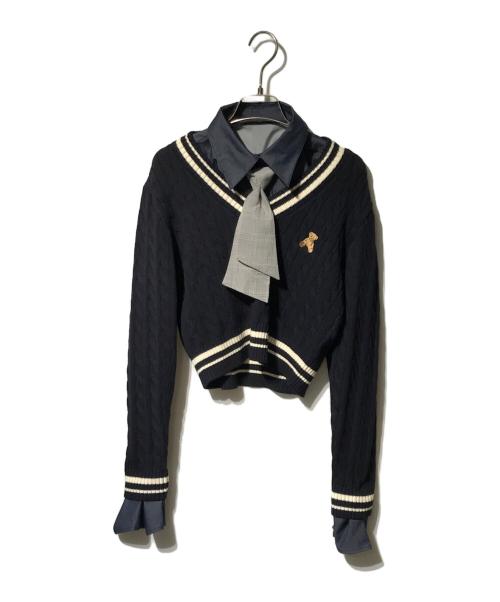 POLO BCS（ポロ・ビーシーエス）POLO BCS (ポロ・ビーシーエス) DazzliN (ダズリン) シャツドッキングケーブルニットトップス ネイビー サイズ:F 未使用品の古着・服飾アイテム