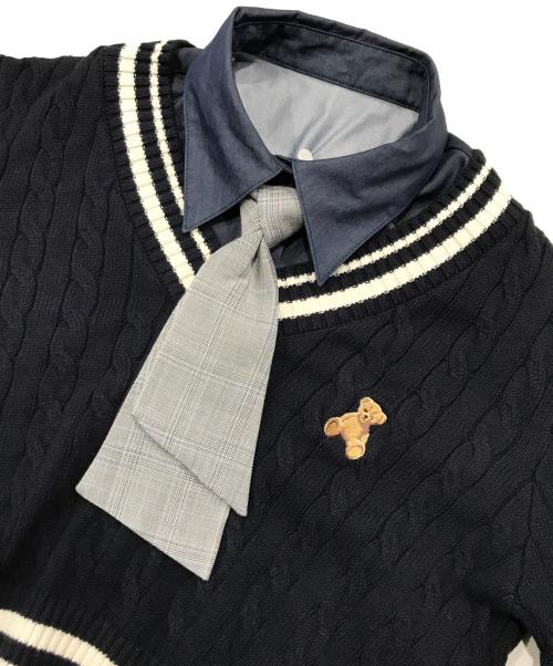 POLO BCS（ポロ・ビーシーエス）POLO BCS (ポロ・ビーシーエス) DazzliN (ダズリン) シャツドッキングケーブルニットトップス ネイビー サイズ:F 未使用品の古着・服飾アイテム