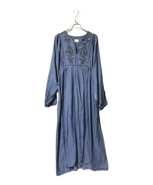 Unitage（ユニテージ）Unitage (ユニテージ) スパンコール刺繍ロングスリーブOP ブルー サイズ:Fの古着・服飾アイテム