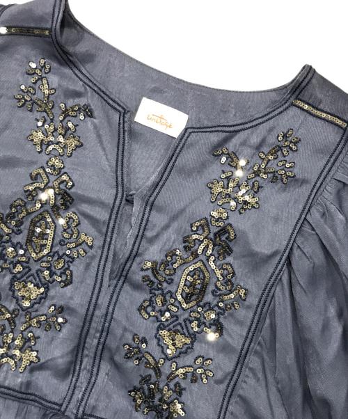 Unitage（ユニテージ）Unitage (ユニテージ) スパンコール刺繍ロングスリーブOP ブルー サイズ:Fの古着・服飾アイテム