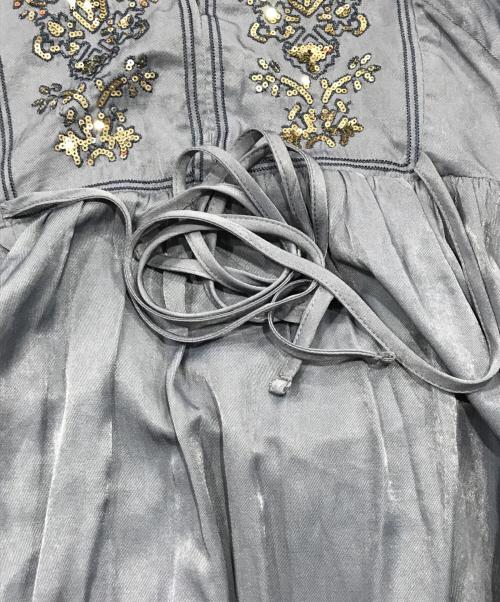 Unitage（ユニテージ）Unitage (ユニテージ) スパンコール刺繍ロングスリーブOP ブルー サイズ:Fの古着・服飾アイテム