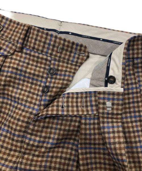 LARDINI（ラルディーニ）LARDINI (ラルディーニ) ウールチェックパンツ ブラウン サイズ:48の古着・服飾アイテム
