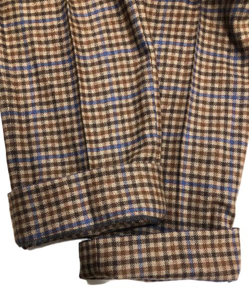 LARDINI（ラルディーニ）LARDINI (ラルディーニ) ウールチェックパンツ ブラウン サイズ:48の古着・服飾アイテム