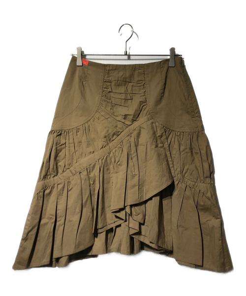 ISSEY MIYAKE（イッセイミヤケ）ISSEY MIYAKE (イッセイミヤケ) サイドジップ切替スカート ブラウン サイズ:2の古着・服飾アイテム